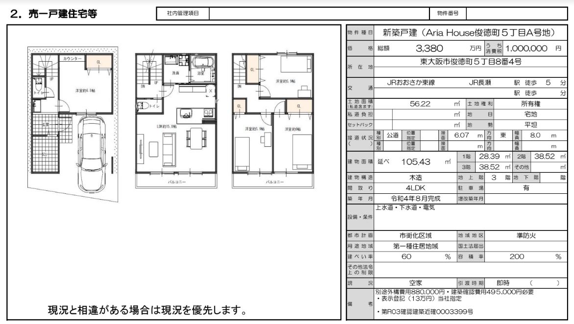 大阪市 株式会社ハウジングギャラリー 新築 新築一戸建て 非公開物件,Aria House 俊徳町5丁目写真